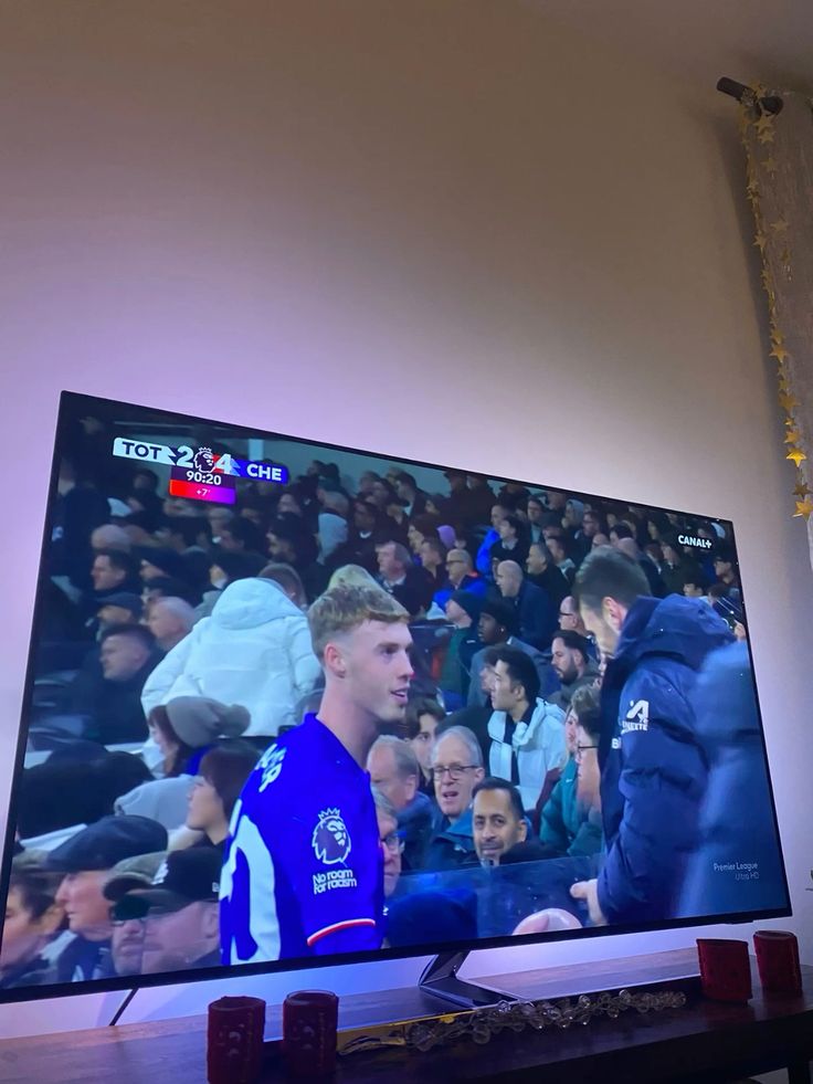 Television displaying live football through an IPTV service