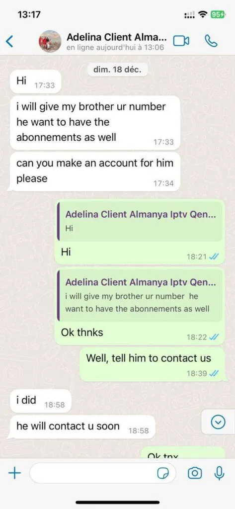 WhatsApp user message praising 4K picture quality